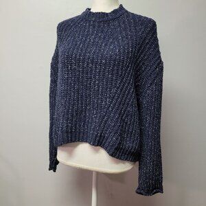 MNG Casuals Sweater Blue Knit Cropped Long Sleeve Thick Warm Winter Womens Small